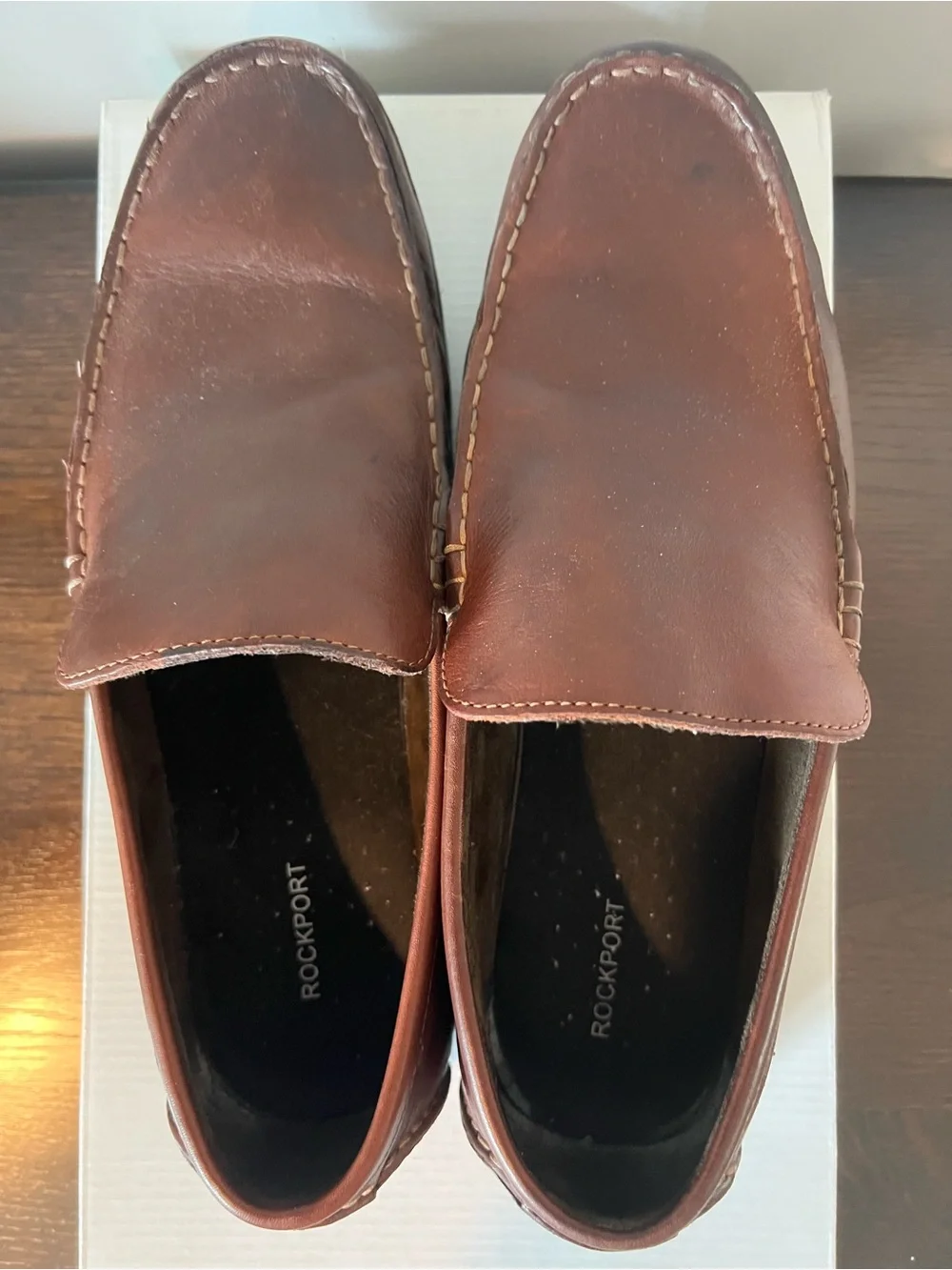 Men's Rockport Brown Leather Slip-On Loafers